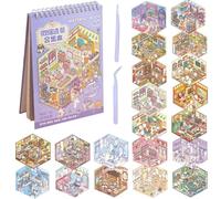 HTTDSLF Pegatinas 3D Sticker Scene, pPegatinas 3D para Casa, DIY Scene Stickers, House Stickers & 2 Pinzas, con Pegatinas de Bricolaje para Aliviar el Estrés