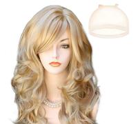 HTTDSLF Peluca Rubia Larga Mujer, Pelucas Onduladas Largas, Peluca Onduladas Largo, Largo Ola Rizo Cabello de Cosplay, Pelucas Mujer Niñas para Cosplay Fiesta Diario (Rubio)