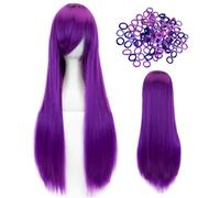 HTTDSLF Perücke Cosplay Kids, Lange Gerade Lila Perücke, Universelle Anime-Kostüm-Cosplay-Perücke, Hunter Cosplay für Kinder, Lila Perücke Lang, für Halloween Karneval Party Maskenball