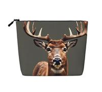 HTTUP Beauty Deer Print Business Trip Essential - Bolsa de maquillaje de una sola capa con cremallera para mujer, gran capacidad, Negro -, Talla única