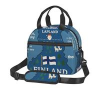 HTTUP Bolsa de almuerzo aislada con mapa de Finlandia con varias hazañas, gran capacidad, práctica, rutina, trabajo, viajes, picnic