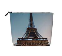 HTTUP Bolsa de maquillaje de una sola capa con cremallera para mujer, diseño de la Torre Eiffel de París, Negro -, Talla única