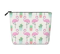 HTTUP Bolsa de maquillaje de una sola capa con estampado de cactus tropical con estampado de cactus para mujer, gran capacidad, color negro, talla única, Negro, One Size