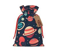 HTTUP Bolsas de regalo con estampado de planetas del espacio exterior, bolsas de regalo con cordón, bolsas de regalo de Navidad, bolsas de regalo de boda, bolsas de regalo de Navidad