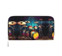 HTTUP Cool Drums Set - Cartera de mano casual con estampado para mujer, billetera de capacidad, elegante para viajes, color negro, talla única, arte, NEGRO, One Size, Arte