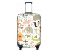 Httup Funda de equipaje de viaje con estampado de animales del alfabeto del zoológico, práctica y elástica, lavable, con cremallera oculta para maletas, Blanco, M