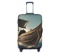 Httup Funda de equipaje de viaje con estampado de barco vikingo vikingo, práctica y elástica, lavable, con cremallera oculta para maletas, Blanco, M