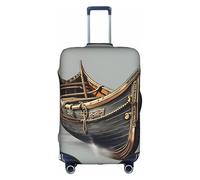 Httup Funda de equipaje de viaje con estampado de barcos vikingos vikingos, práctica y elástica, lavable, con cremallera oculta para maletas, Blanco, L