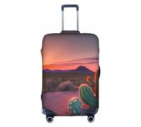 HTTUP Funda de equipaje de viaje con estampado de cactus y atardecer, elástica, lavable, con cremallera oculta para maletas, Blanco, L