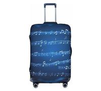 Httup Funda de equipaje de viaje con estampado de notas musicales azules práctica elástica lavable con cremallera oculta para maletas, Blanco, XL