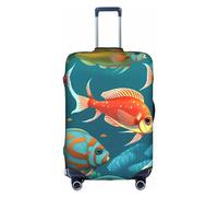 HTTUP Funda de equipaje de viaje con estampado de peces subacuáticos práctica y elástica y lavable con cremallera oculta para maletas, Blanco, M