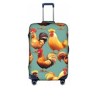 HTTUP Funda de equipaje de viaje con estampado de pollos de gallo, práctica, elástica, lavable, con cremallera oculta para maletas, Blanco, L