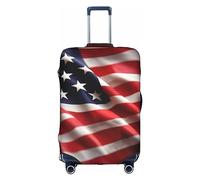 Httup Funda de equipaje de viaje elástica lavable con estampado de bandera estadounidense con cremallera oculta para maletas, Blanco, XL