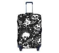 Httup Funda de equipaje de viaje elástica lavable con estampado de calavera punk blanca con cremallera oculta para maletas, Blanco, XL