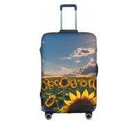 Httup Funda de equipaje de viaje elástica lavable con estampado de girasoles y luz solar con cremallera oculta para maletas, Blanco, M