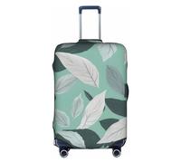 HTTUP Funda de equipaje de viaje elástica lavable con estampado de hojas de color gris menta con cremallera oculta para maletas, Blanco, M