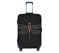 Httup Funda de equipaje de viaje elástica lavable con estampado de libélula negra con cremallera oculta para maletas, Blanco, L