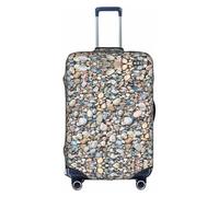 Httup Funda de equipaje de viaje elástica lavable con estampado de piedras de guijarros con cremallera oculta para maletas, Blanco, M