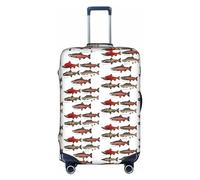 Httup Funda de equipaje de viaje elástica lavable con estampado de salmón con cremallera oculta para maletas, Blanco, L