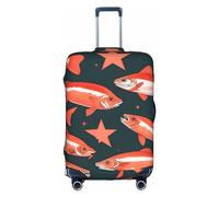 Httup Funda de equipaje de viaje elástica lavable con estampado de salmón con cremallera oculta para maletas, Blanco, L