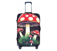 HTTUP Funda de equipaje de viaje elástica lavable con estampado de setas mágicas con cremallera oculta para maletas, Blanco, L