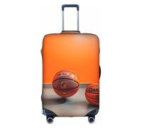 Httup Funda de equipaje de viaje elástica lavable con estampado naranja de baloncesto con cremallera oculta para maletas, Blanco, L