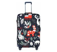 Httup Funda para equipaje de viaje con estampado de animales escandinavos, práctica y elástica, lavable, con cremallera oculta para maletas, Blanco, S