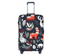 HTTUP Funda para equipaje de viaje con estampado de animales escandinavos, práctica y elástica, lavable, con cremallera oculta para maletas, Blanco, XL
