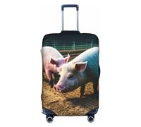 Httup Funda para equipaje de viaje con estampado de cerdos en granja, práctica elástica, lavable, con cremallera oculta para maletas, Blanco, S