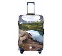 HTTUP Funda para equipaje de viaje con estampado de Parque Nacional Glacier, práctica y elástica, lavable, con cremallera oculta para maletas, Blanco, L