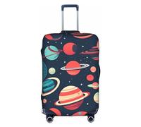 Httup Funda para equipaje de viaje con estampado de planetas espaciales exteriores, práctica y elástica, lavable, con cremallera oculta para maletas, Blanco, L