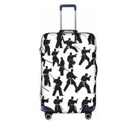 HTTUP Funda para equipaje de viaje con estampado de siluetas de artes marciales, práctica elástica, lavable, con cremallera oculta para maletas, Blanco, S