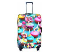 Httup Funda para equipaje de viaje, elástica, lavable, con cremallera oculta para maletas, diseño de rosquillas, con estampado de rosquillas, multicolor, Blanco, L