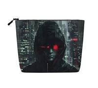 HTTUP hacker era Print Business Trip Essential - Bolsa de maquillaje de una sola capa con cremallera para mujer, gran capacidad, Negro -, Talla única