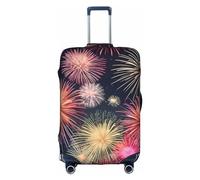 HTTUP Hermosa funda elástica lavable para equipaje de viaje con estampado de fuegos artificiales con cremallera oculta para maletas, Blanco, L