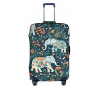 Httup Precioso patrón de prados con elefante floral en estampado, práctica funda elástica lavable para equipaje de viaje con cremallera oculta para maletas, Blanco, M