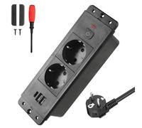 HTTYHT Toma de Empotrar de Sobremesa con Interruptor USB C PD20W Enchufes de Mesa Empotrable Regleta de Escritorio Empotrable con Cable de 1,7M para Muebles de Encimera de Mesa Casa o Oficina-Negro