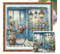 HTU Bike Kit de punto de cruz impreso 40x40cm DIY 11CT bordado Craft Set decoración del hogar (Bicicleta A)
