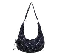 HTU Bolso bandolera de nailon con lunares y media luna con correa ajustable y cremallera para ir de compras, trabajo y uso diario (azul)