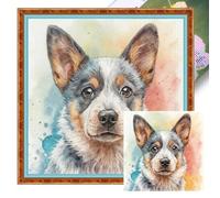 HTU Cattle Dog Full 18CT DIY Kits de punto de cruz estampados 20x20cm para decoración del hogar de adultos (18CTAFF-1923 C 20X20)