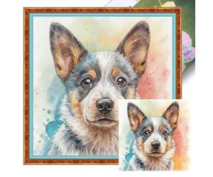 HTU Cattle Dog Full 18CT DIY Kits de punto de cruz estampados 20x20cm para decoración del hogar de adultos (18CTAFF-1923 C 20X20)