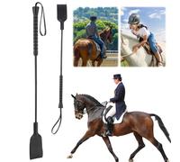 HTU Látigo de Caballo 21 Pulgadas con, Fusta de Cuero PU para Deporte Ecuestre (Negro)
