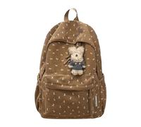 HTU Mochila informal con lazo de pana, bolso para portátil de 14 pulgadas para viaje de mujer (marrón claro)