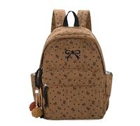HTU Mochilas estampado de lazo de pana y detalle de lazo para mujeres y niñas (marrón)