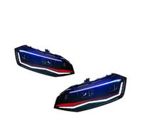 HTUHBCX Conjunto Faros Para POLO Para GTI 2019-2022 LHD Coche LED Actualización Alta Configuración Kit Lente Proyector Conjunto Faros Delanteros(Red pair,Without bulb)