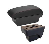 HTUHBCX Reposabrazos Interior para Seat para Ibiza 6j 6L 2017-2020 2021 2022 2023 2024 2025 Caja Almacenamiento Accesorios Actualización Reposabrazos Coche(B1 Black Red 3USB)