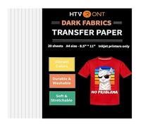 HTVRONT Papel de transferencia de calor para telas oscuras, papel de transferencia oscuro de 21,5 x 28 cm, paquete de 20 papeles de transferencia termoadhesivos para camisetas oscuras