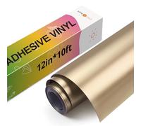 HTVRONT Vinilo cromado dorado champán, 12 pulgadas x 10 pies, vinilo dorado champán metálico mate para Cricut, fácil de quitar y transferir, rollo de vinilo permanente dorado champán