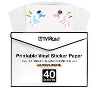 HTVRONT Vinilo imprimible para impresora de inyección de tinta y láser - 40 hojas de papel de vinilo para impresión de inyección de tinta, 216 x 279 mm (140 g/m²)