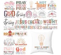 HTVSTD 26 hojas de hierro cristiano claro en transferencias DTF listas para prensar, impresas en calcomanías para camisetas, parches de bricolaje, decoración de tela, personalización de ropa de